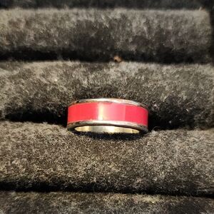 Charming Charlie Red and Silver Band Ring
